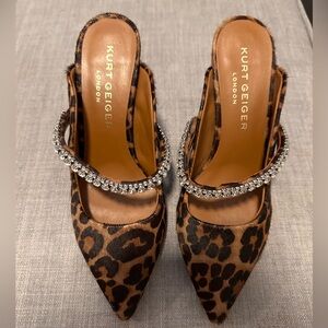 Kurt Geiger London Princely Crystal Embellished Leopard Print Heel High (3"-4")